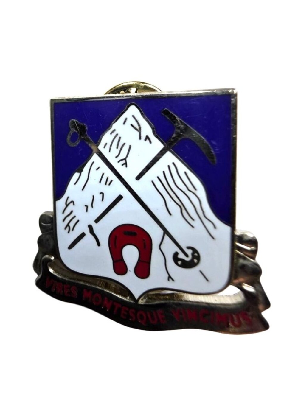 87th infantry Enamel Pin With Crest Design "Vires Montesque Vincimus" Motto